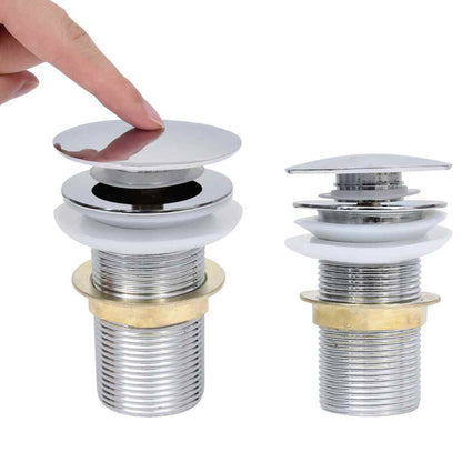 149060 vidaXL Push Drain without Overflow Function Chrome 6,4x6,4x9,1 cm