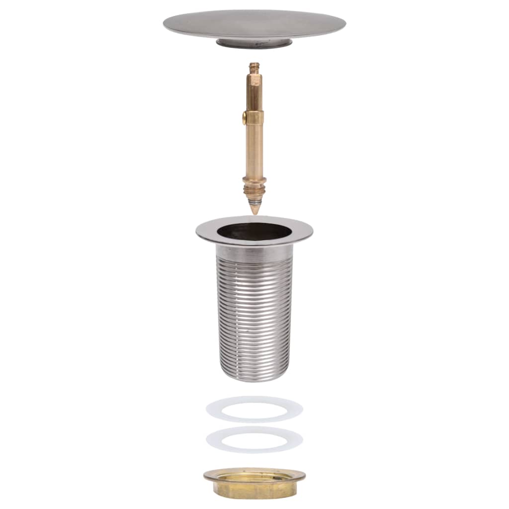 vidaXL Push Drain without Overflow Function Chrome 6.4x6.4x9.1 cm