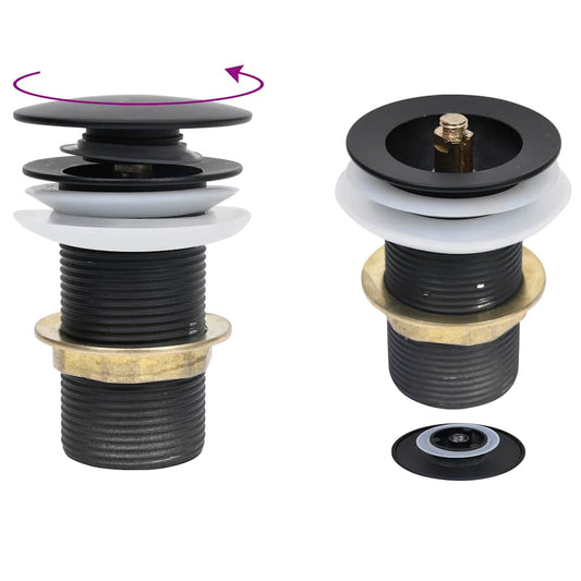 149061 vidaXL Push Drain without Overflow Function Black 6,4x6,4x9,1 cm