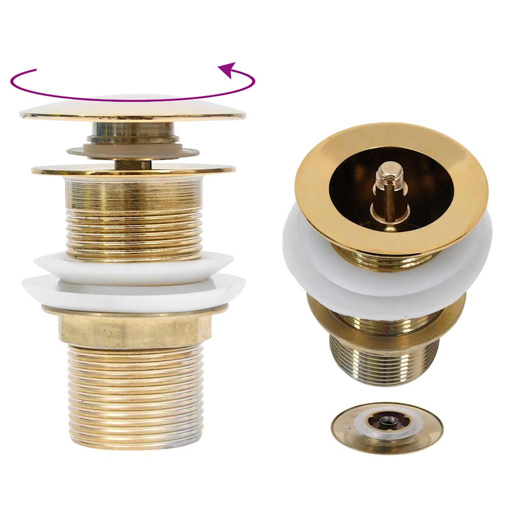149062 vidaXL Push Drain without Overflow Function Gold 6,4x6,4x9,1 cm