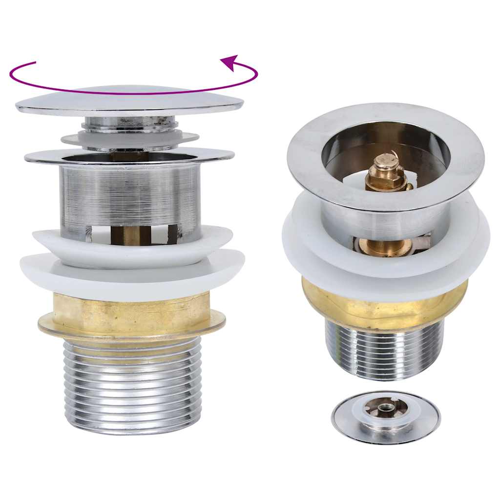 149064 vidaXL Push Drain without Overflow Function Silver 6,4x6,4x9,1 cm