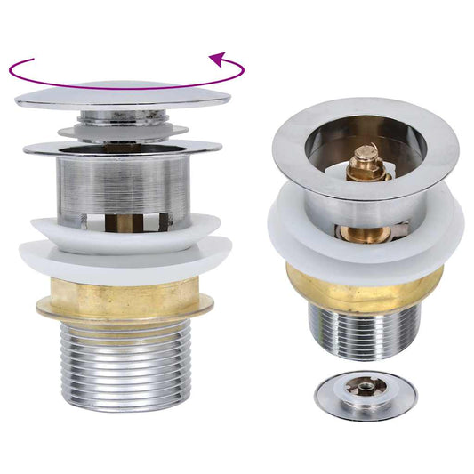 149064 vidaXL Push Drain without Overflow Function Silver 6,4x6,4x9,1 cm