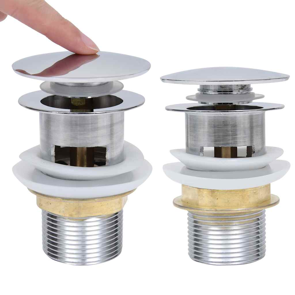 149064 vidaXL Push Drain without Overflow Function Silver 6,4x6,4x9,1 cm