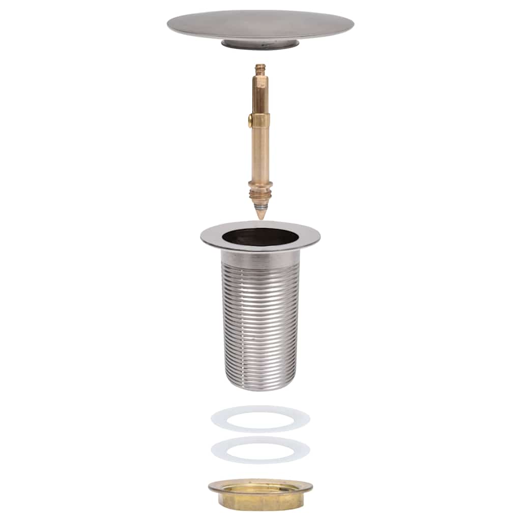 149064 vidaXL Push Drain without Overflow Function Silver 6,4x6,4x9,1 cm