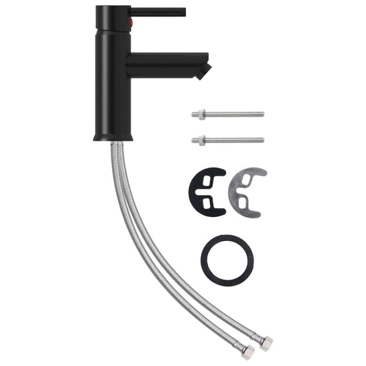 vidaXL Bathroom Basin Faucet Black 130x176 mm