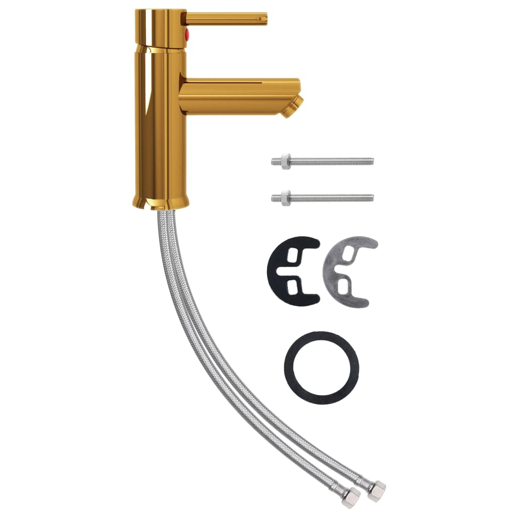 vidaXL Bathroom Basin Faucet Gold 130x176 mm