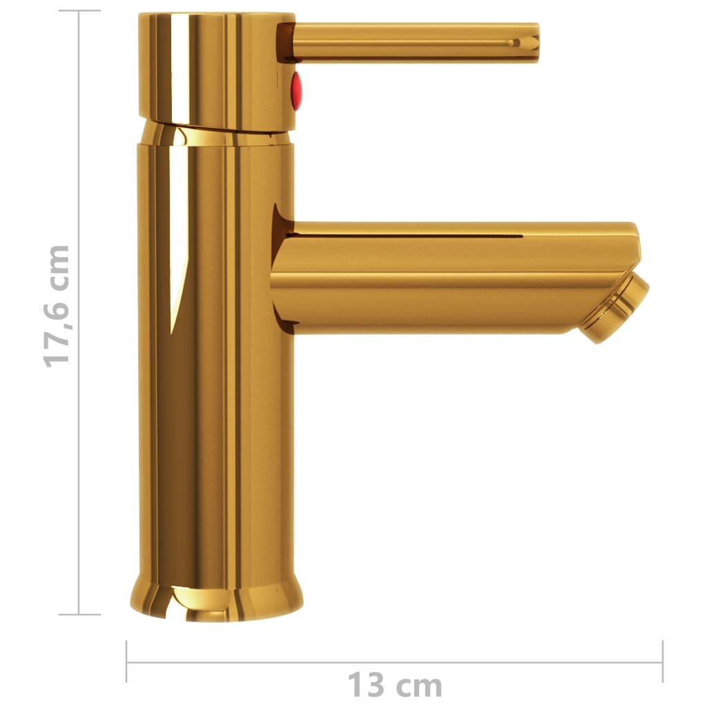 vidaXL Bathroom Basin Faucet Gold 130x176 mm