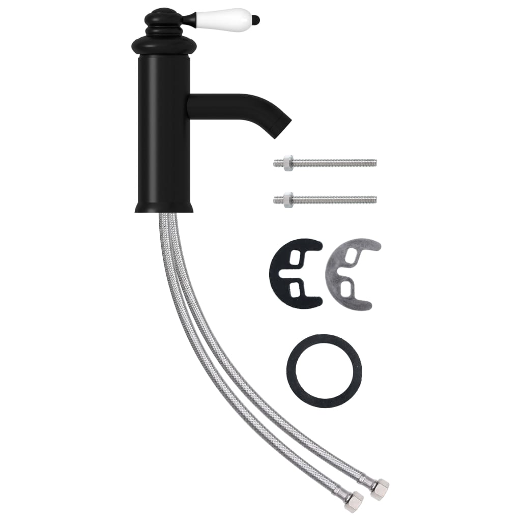 vidaXL Bathroom Basin Faucet Black 130x180 mm