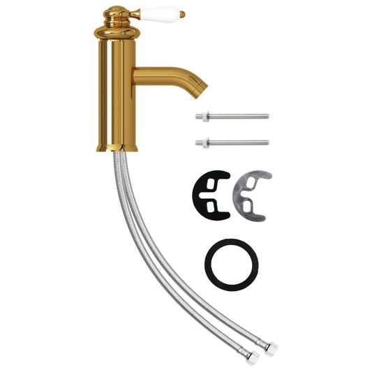 vidaXL Bathroom Basin Faucet Gold 130x180 mm