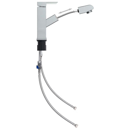 vidaXL Bathroom Basin Faucet with Pull-out Function Chromed Finish 157x172 mm