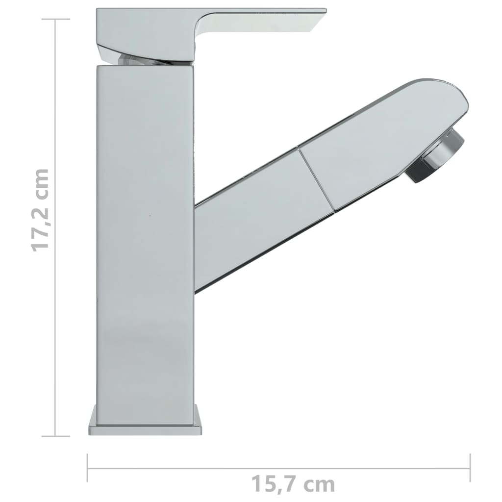 vidaXL Bathroom Basin Faucet with Pull-out Function Chromed Finish 157x172 mm