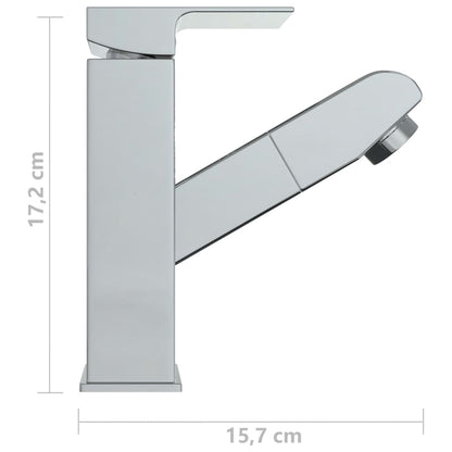vidaXL Bathroom Basin Faucet with Pull-out Function Chromed Finish 157x172 mm