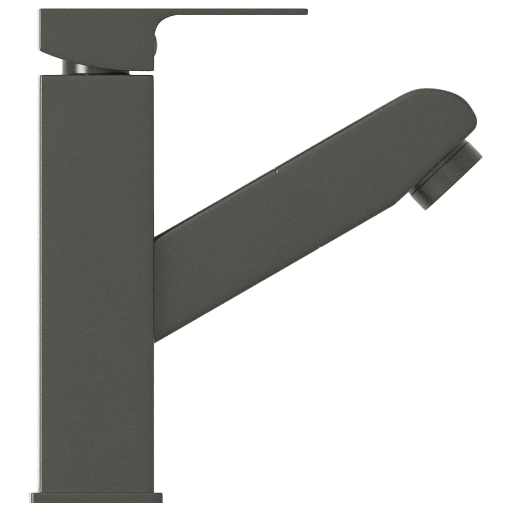 vidaXL Bathroom Basin Faucet with Pull-out Function Grey 157x172 mm