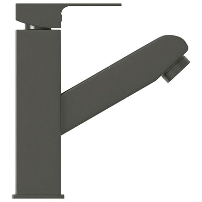 vidaXL Bathroom Basin Faucet with Pull-out Function Grey 157x172 mm