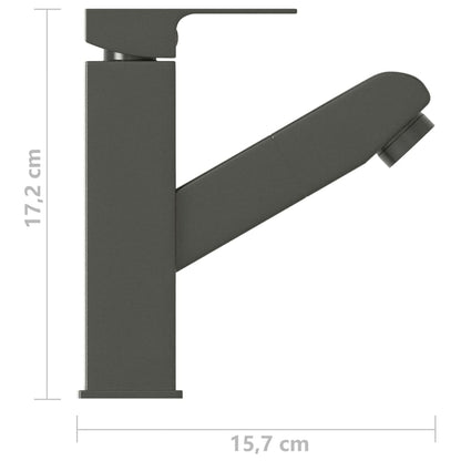 vidaXL Bathroom Basin Faucet with Pull-out Function Grey 157x172 mm