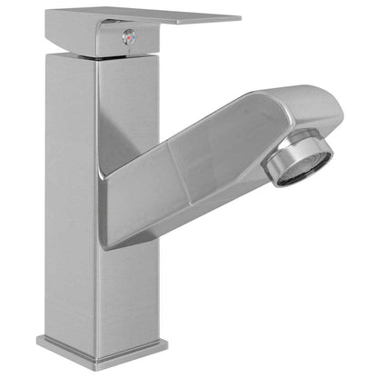 149079 vidaXL Bathroom Basin Faucet with Pull-out Function Silver 157x172 mm