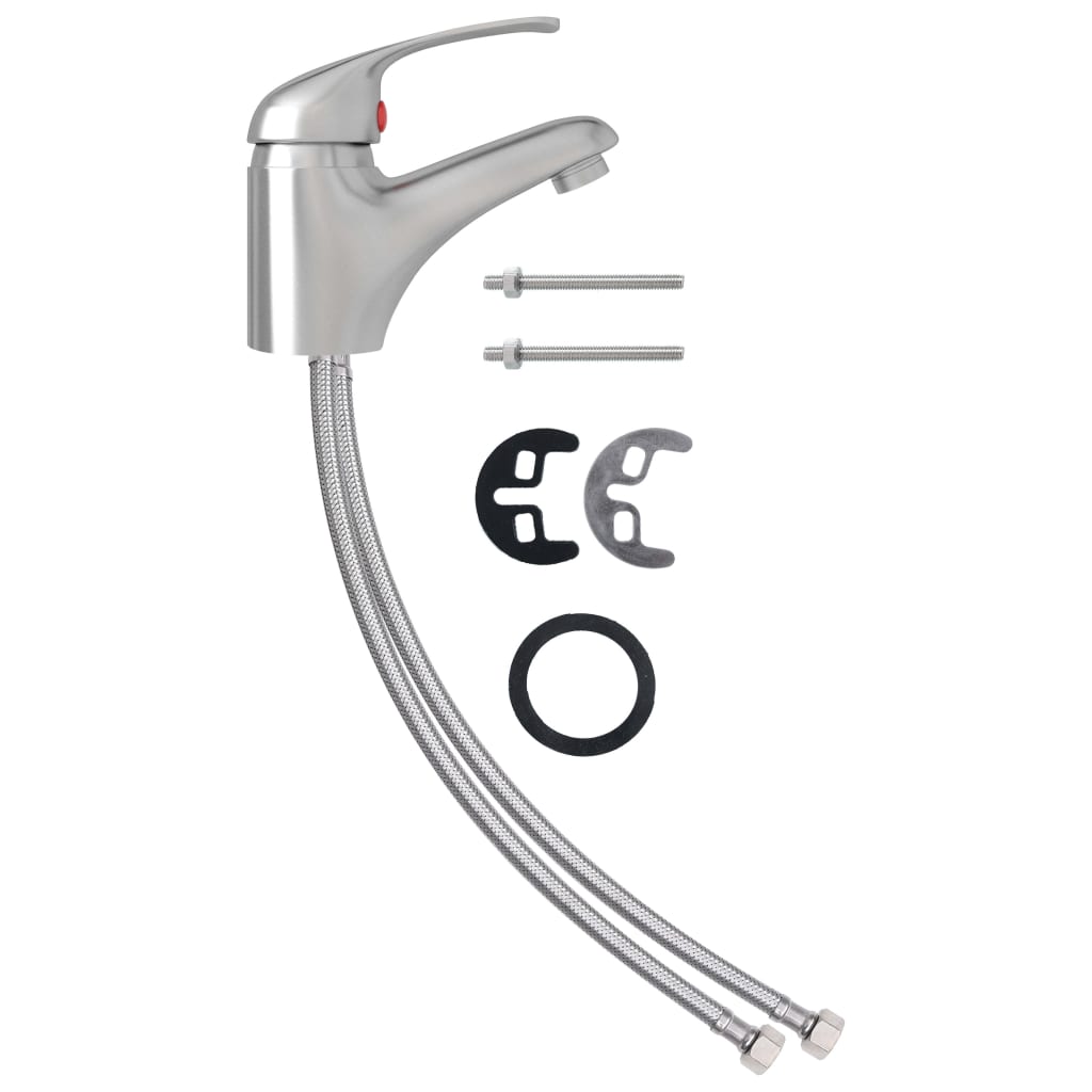 vidaXL Basin Mixer Tap Silver 13x10 cm