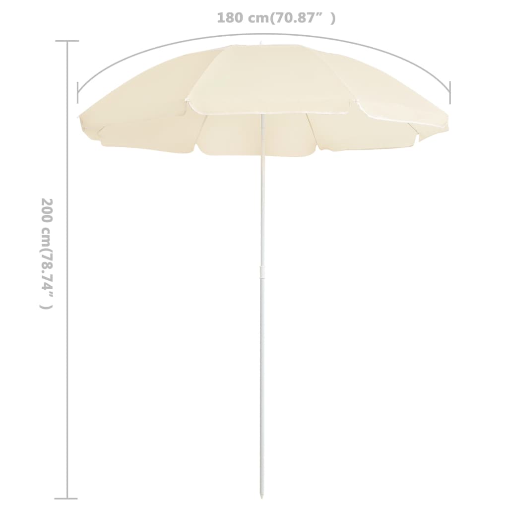 vidaXL Garden Parasol  with Steel Pole Sand 180 cm