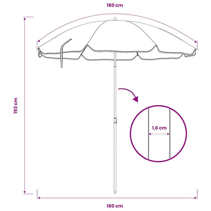 vidaXL Garden Parasol with Steel Pole Sand 180 cm
