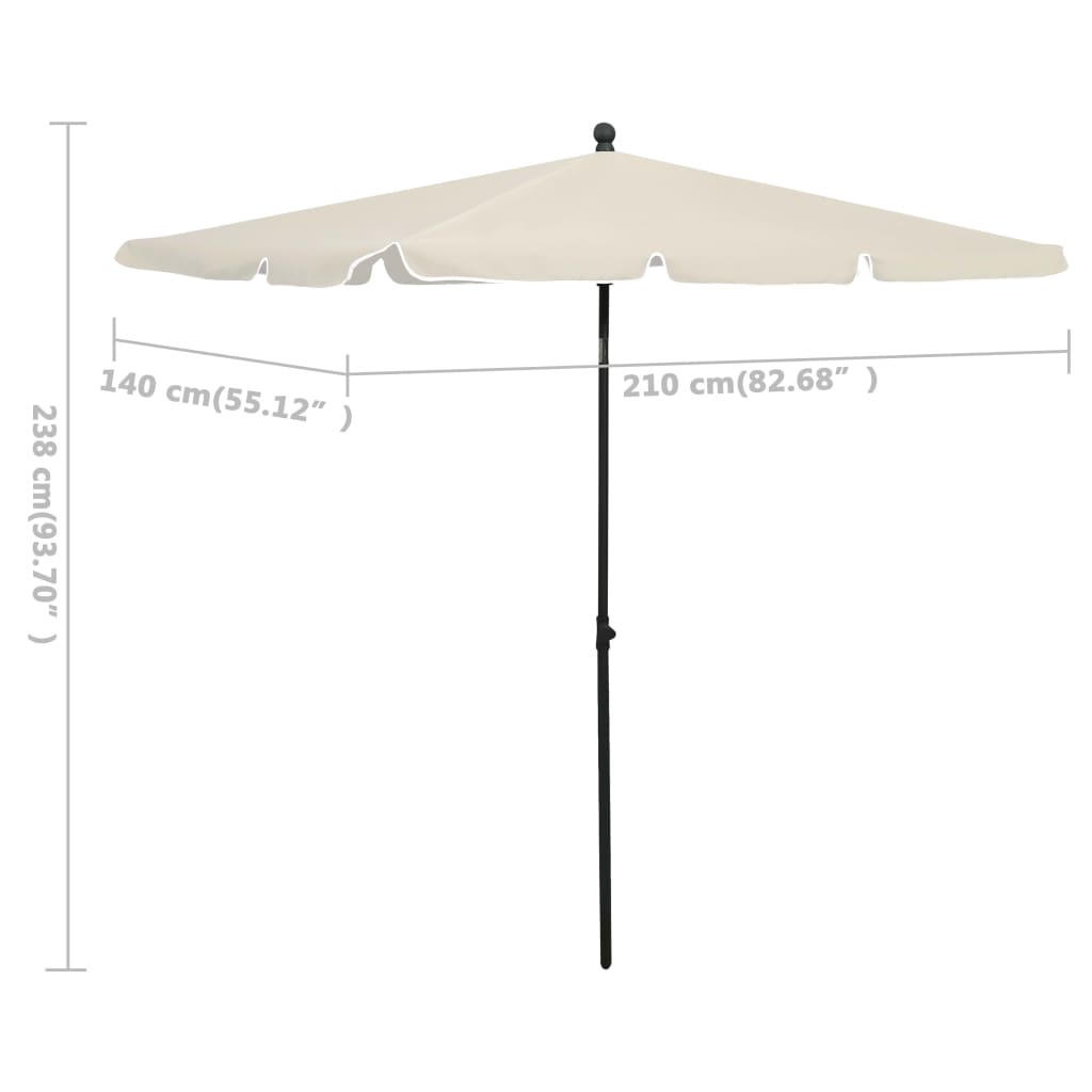 vidaXL Garden Parasol with Pole 210x140 cm Sand