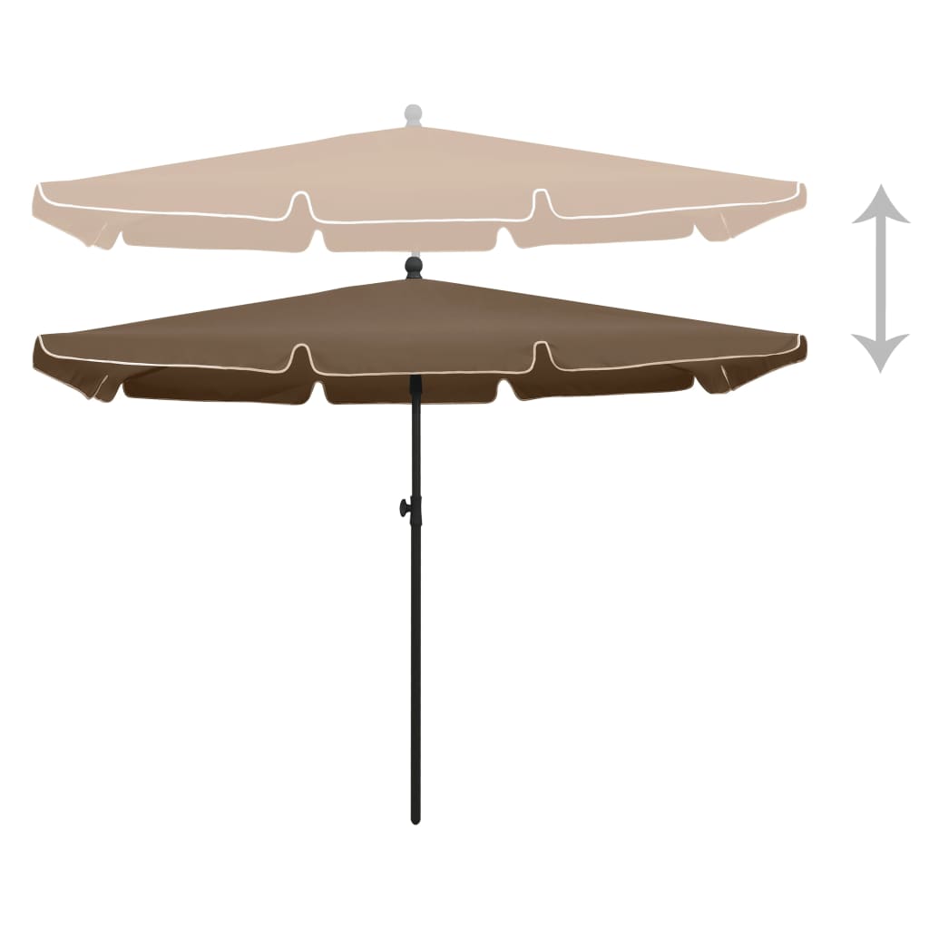 vidaXL Garden Parasol | Taupe | Polyester, Steel | 210 x 140 cm | Tiltable