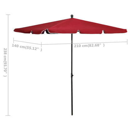 vidaXL Garden Parasol | Bordeaux Red | 100% Polyester Fabric | 210x140 cm