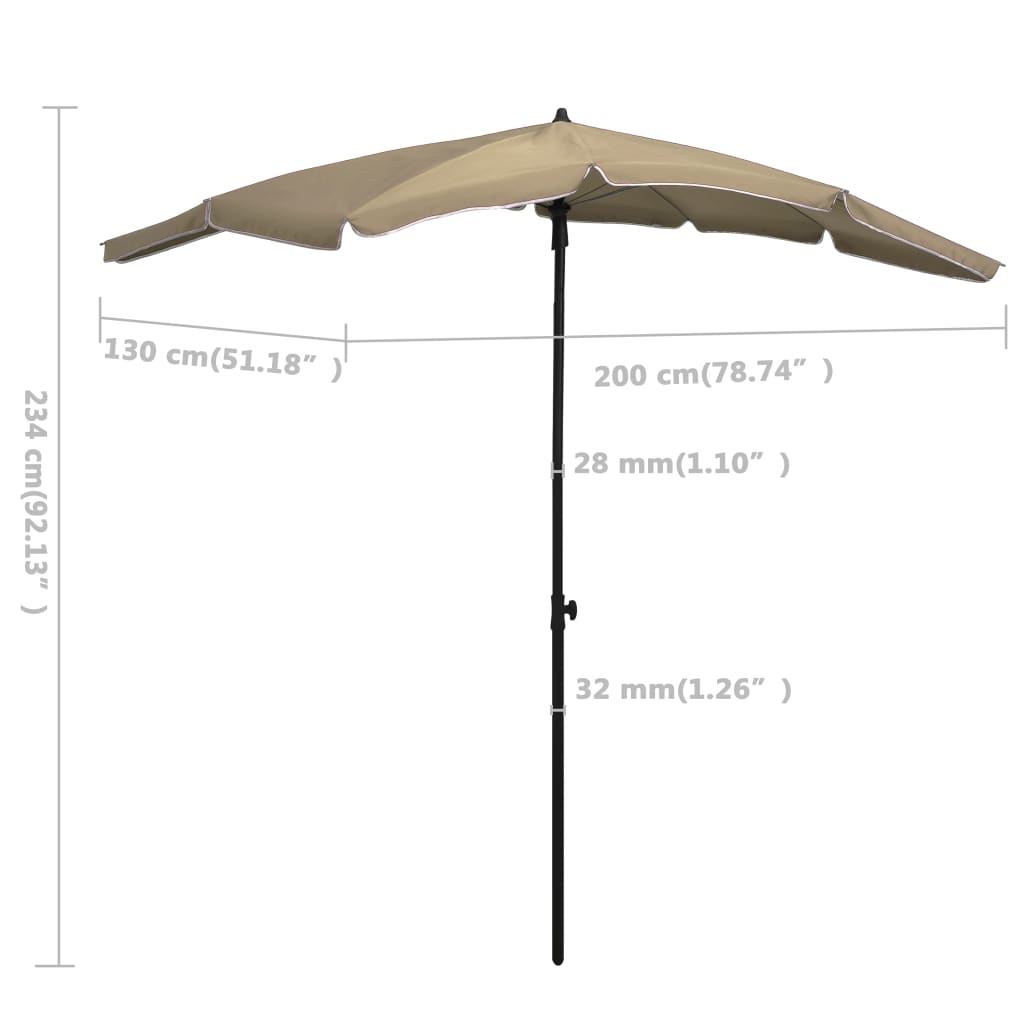 vidaXL Garden Parasol | Taupe | Polyester, Steel | 200x130 cm |  Tiltable