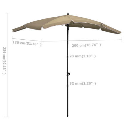 vidaXL Garden Parasol | Taupe | Polyester, Steel | 200x130 cm |  Tiltable