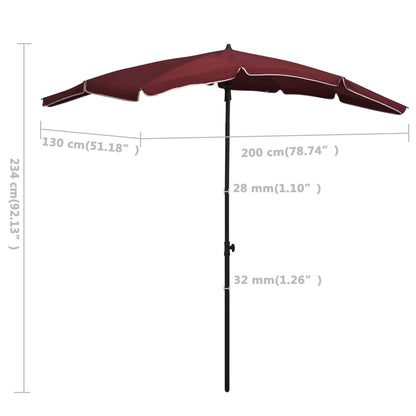 vidaXL Garden Parasol | Bordeaux Red | Steel, Polyester | Large | Tiltable