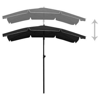 vidaXL Garden Parasol | Black | Polyester | 200 x 130 cm | Collapsible