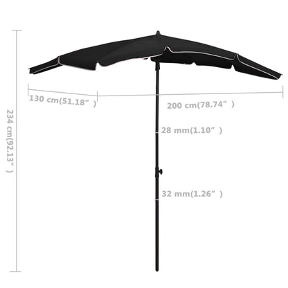 vidaXL Garden Parasol with Pole 200x130 cm Black