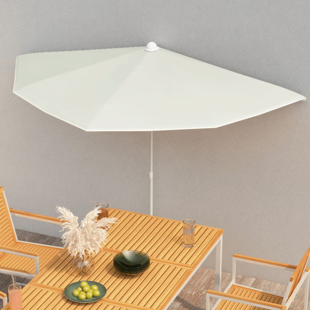 vidaXL Garden Parasol | Sand | Polyester fabric, Steel | Medium | Collapsible