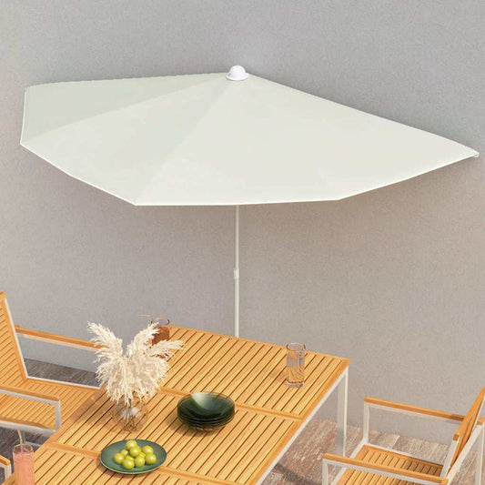 315559 vidaXL Garden Half Parasol with Pole 180x90 cm Sand