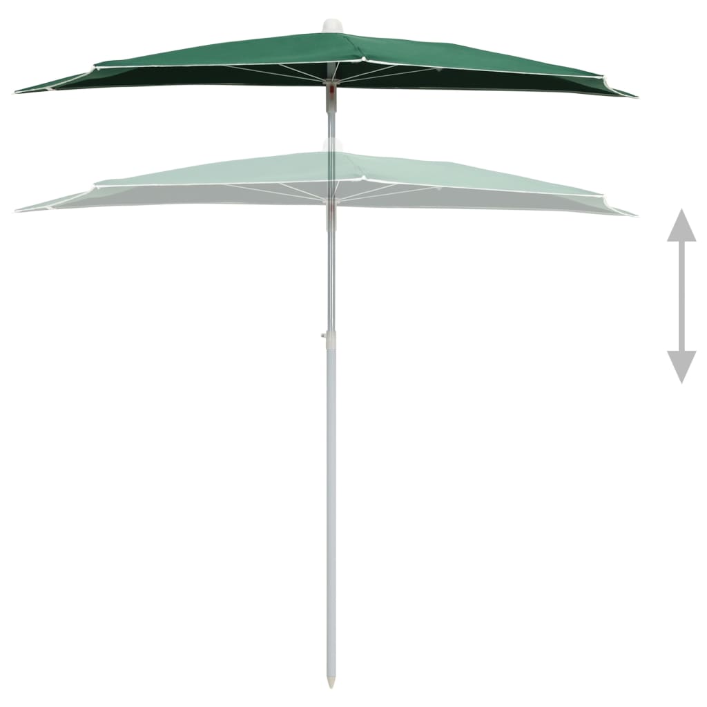 vidaXL Garden Parasol | Green | 100% polyester, steel | Medium