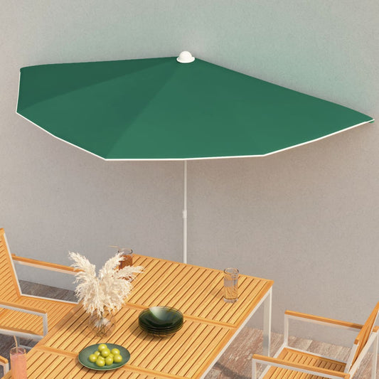vidaXL Garden Parasol | Green | 100% polyester, steel | Medium