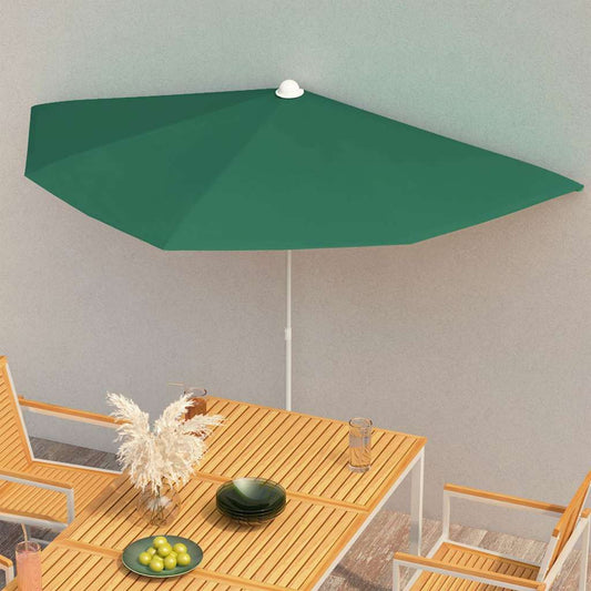 315560 vidaXL Garden Half Parasol with Pole 180x90 cm Green