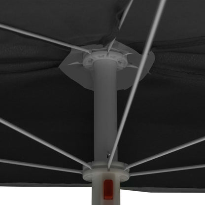 vidaXL Garden Half Parasol with Pole 180x90 cm Anthracite