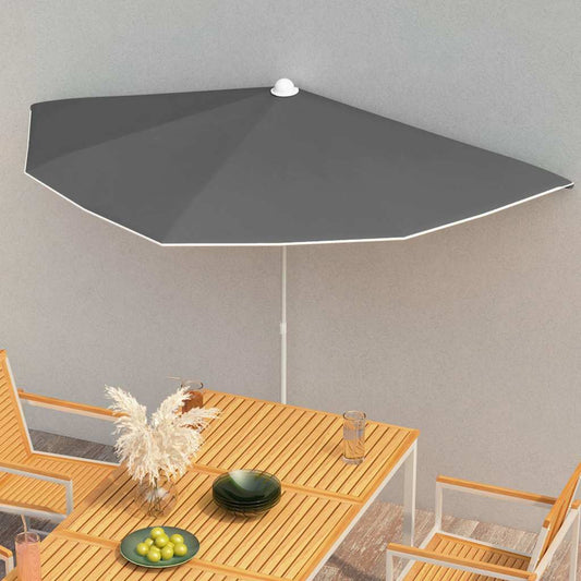 315561 vidaXL Garden Half Parasol with Pole 180x90 cm Anthracite