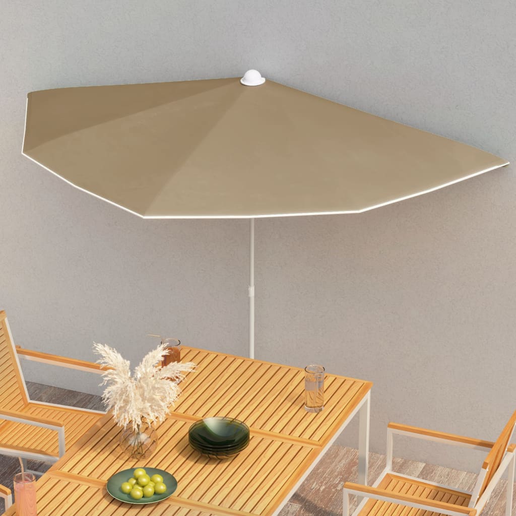 vidaXL Garden Parasol | Taupe | Polyester, Steel | Large | Collapsible | Other