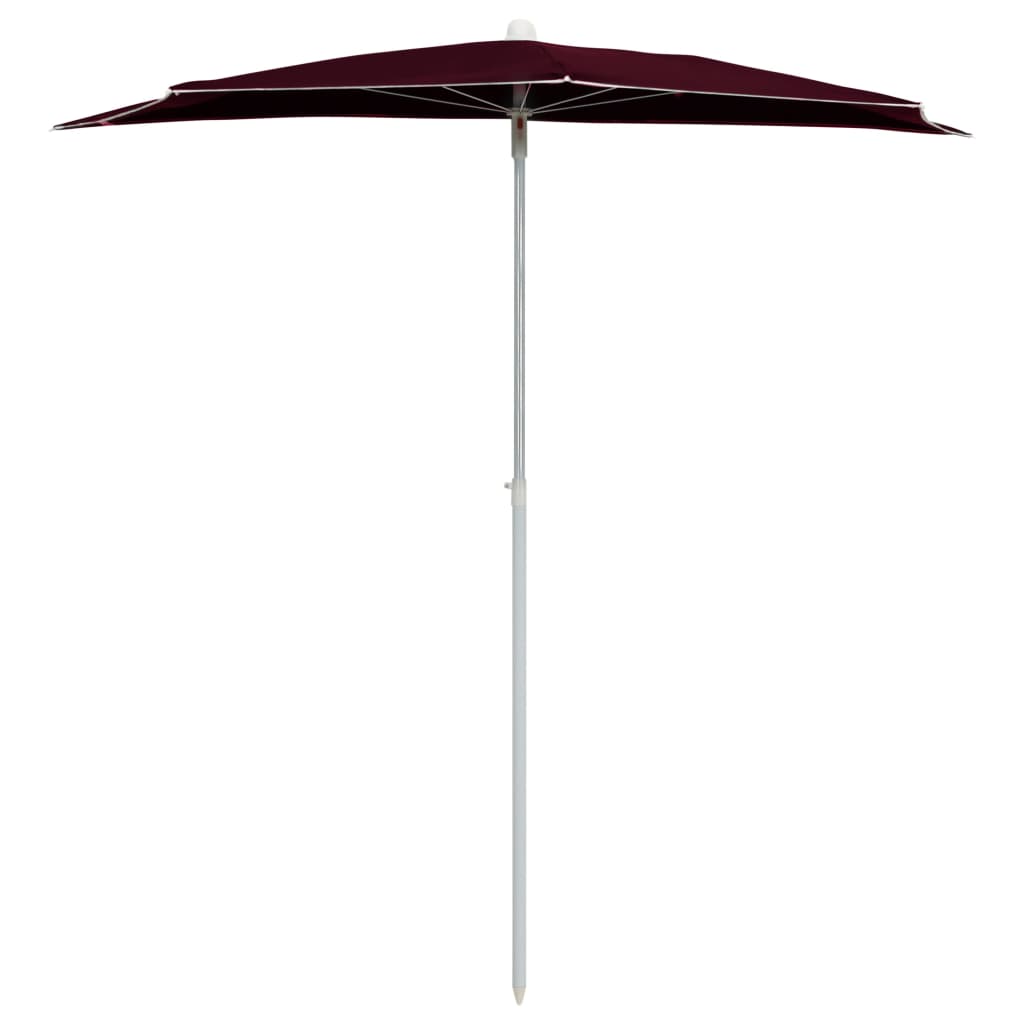 vidaXL Garden Half Parasol with Pole 180x90 cm Bordeaux Red
