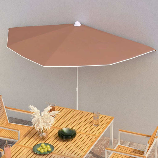 315564 vidaXL Garden Half Parasol with Pole 180x90 cm Terracotta