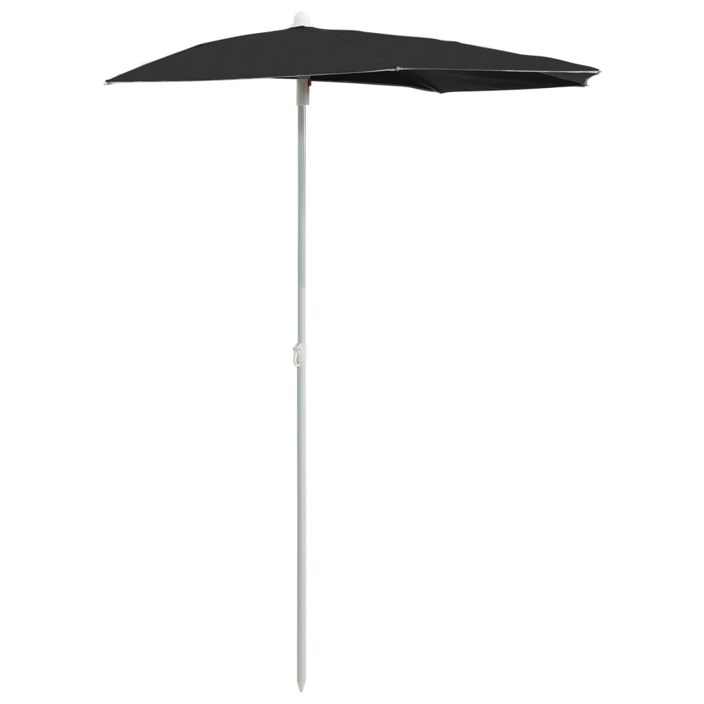 vidaXL Garden Parasol | Black | Polyester fabric, Steel pole | Medium
