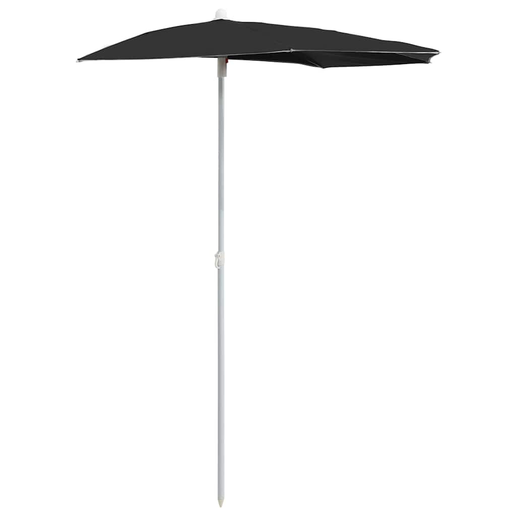 315565 vidaXL Garden Half Parasol with Pole 180x90 cm Black