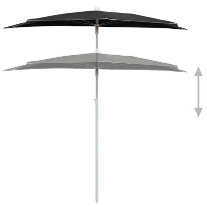 vidaXL Garden Parasol | Black | Polyester fabric, Steel pole | Medium