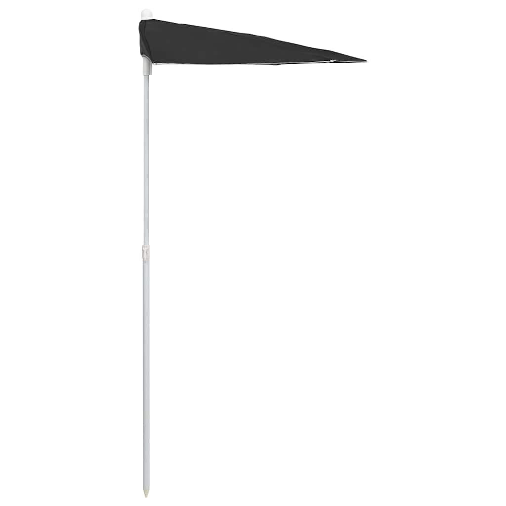 315565 vidaXL Garden Half Parasol with Pole 180x90 cm Black