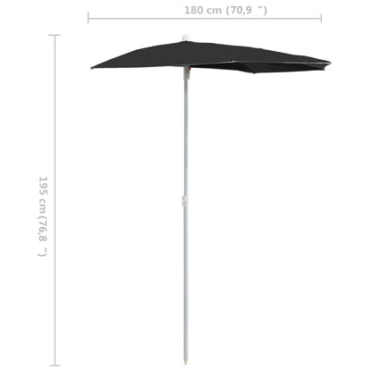 vidaXL Garden Parasol | Black | Polyester fabric, Steel pole | Medium