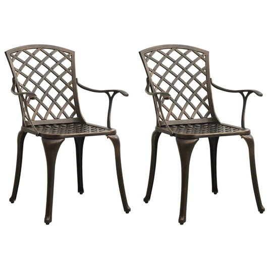 315570 vidaXL Garden Chairs 2 pcs Cast Aluminium Bronze