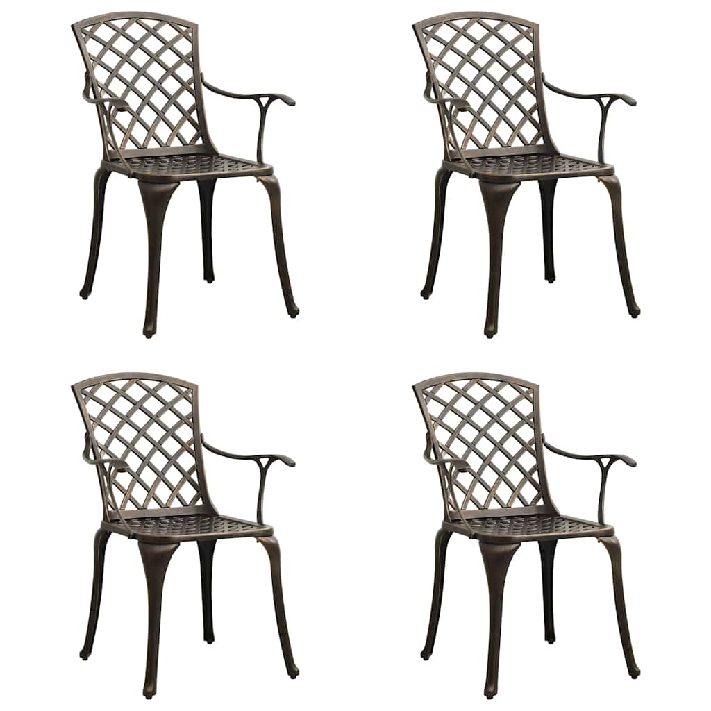 vidaXL Garden Chair | Set of 4 | Bronze | Cast Aluminium | Standard | Durable