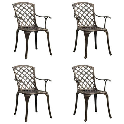 vidaXL Garden Chair | Set of 4 | Bronze | Cast Aluminium | Standard | Durable