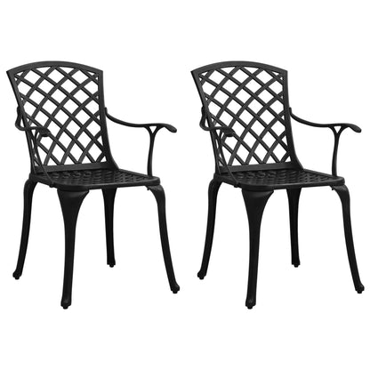 vidaXL Garden Chair | Set of 2 | Black | Cast Aluminium | Standard | Ergonomic